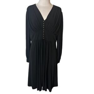 NWOT Vicky Tiel black long sleeve button dress
